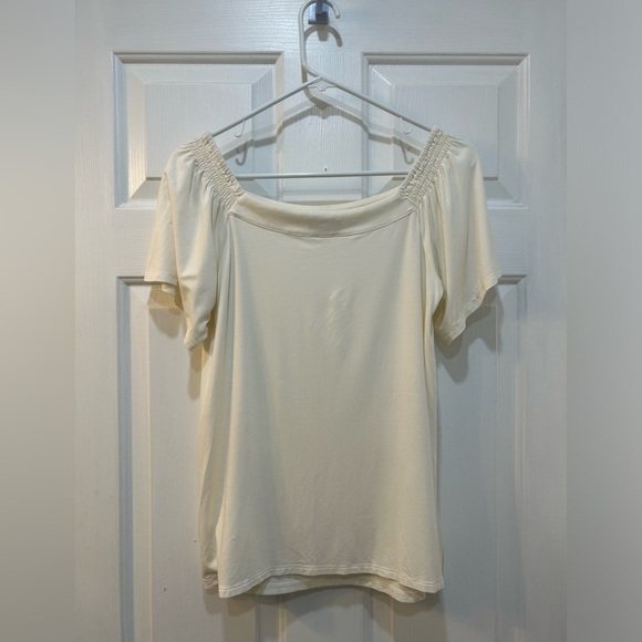 J. Jill Wearever Collection Square Boat Neck Drape Sleeve Cream Casual Size M - Picture 2 of 8